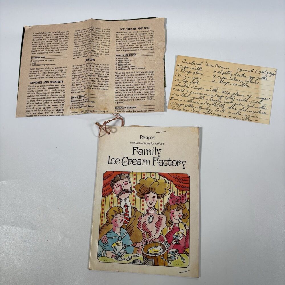 udico’s family ice cream factory Recipes Instructions Handwritten Vintage Udico